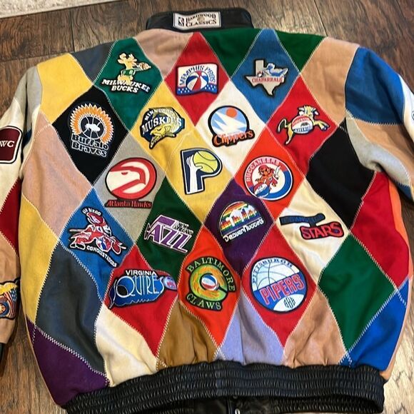 NBA BASKETBALL HARDWOOD CLASSICS HAMILTON LEATHER ABA PATCH JACKET 4XL GUC - Picture 7 of 15